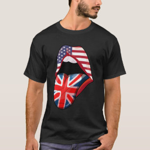 Camiseta Meia-Americana Levantada Com Lábios Britânicos Usa