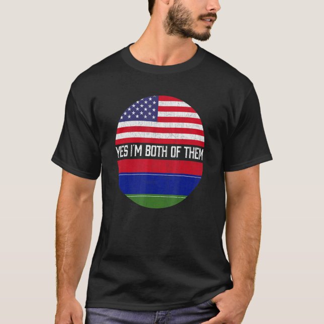 Camiseta Meia-Americana Meia-Gambiana, Família Bandeira Ame (Frente)
