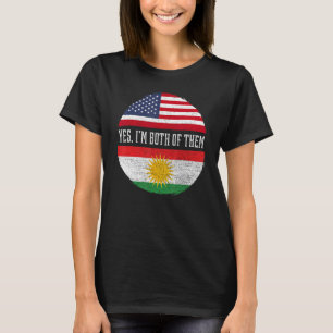 Camiseta Meia-americana meio curdo EUA Bandeira Kurdistan H