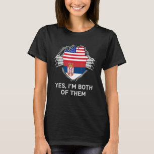 Camiseta Meia-americana meio sérvio EUA Sérvia Sinalizador