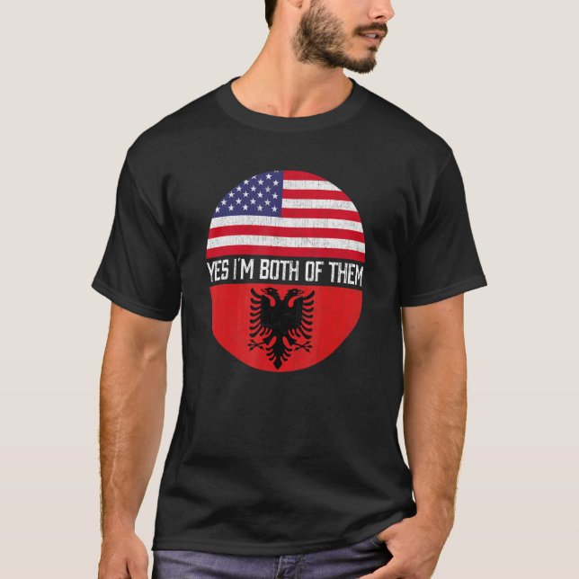 Camiseta Meia-Americana Metade Albanesa da Sinalização Amer (Frente)