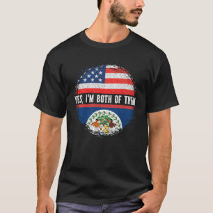 Camiseta Meia-Americana Metade Belizean EUA Flag Belize