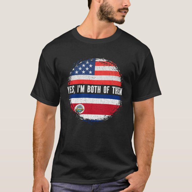Camiseta Meia-americana metade da costa-riquenha EUA bandei (Frente)