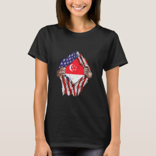 Camiseta Meia-americana metade de Singapura EUA sinaliza ho