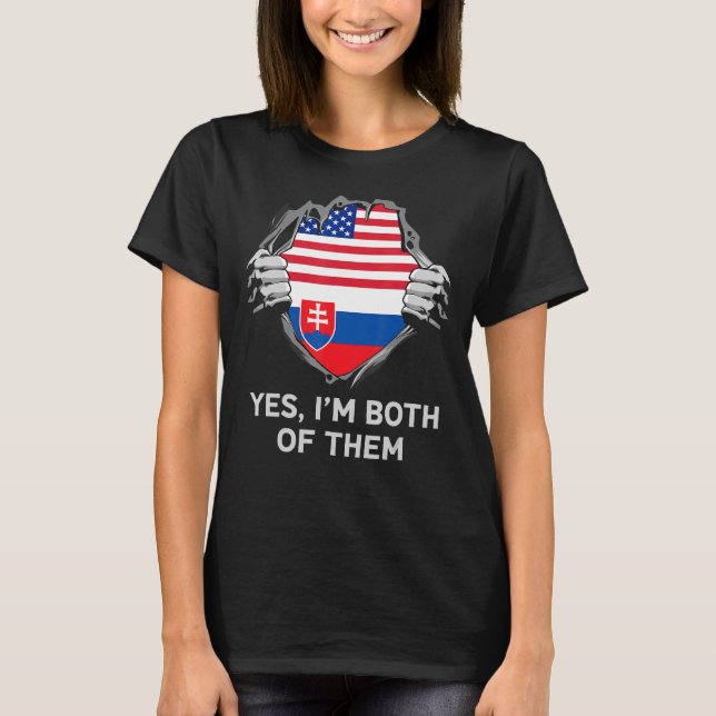 Camiseta Meia-americana metade eslovaca EUA Eslováquia Flag (Frente)