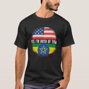 Camiseta Meia-americana metade etíope EUA bandeira etíope E
