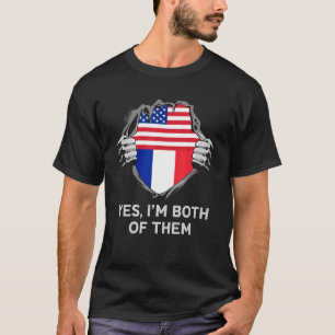 Camiseta Meia-americana metade francesa dos EUA França Flag