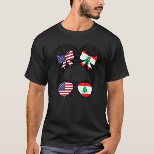 Camiseta Meia-Americana Metade Libanesa EUA Orgulho Fla