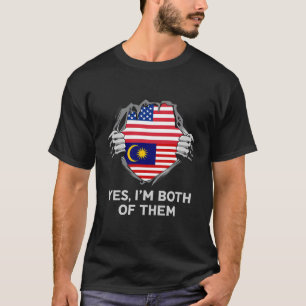 Camiseta Meia-americana metade malaia - homens de bandeira 