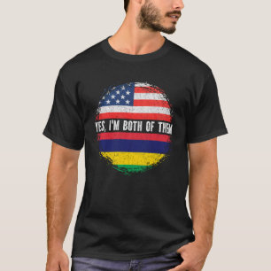 Camiseta Meia-Americana Metade Maurícia EUA Bandeira Mauríc