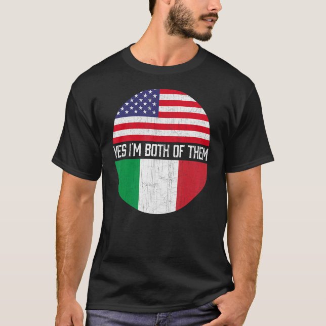Camiseta Meia-Americana Semestre Italiana Flag Family Herit (Frente)