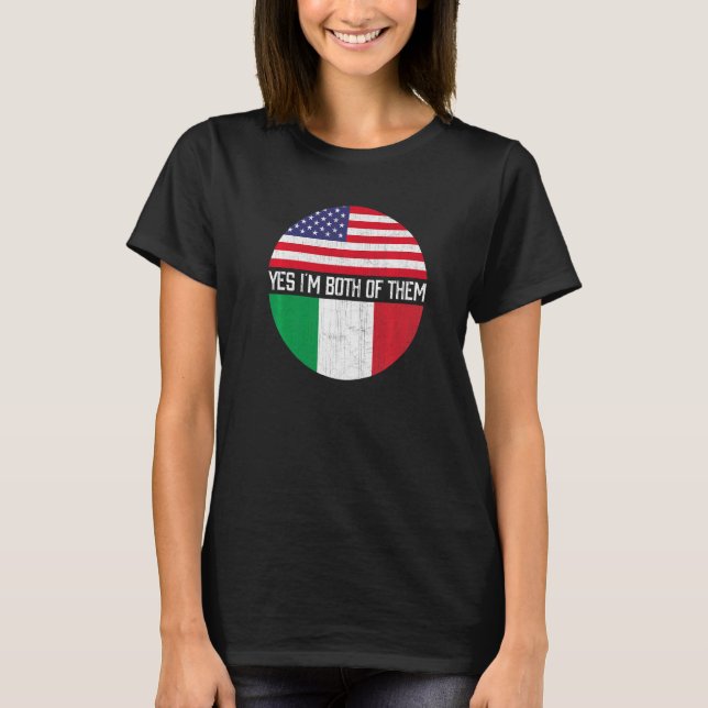 Camiseta Meia-Americana Semestre Italiana Flag Family Herit (Frente)