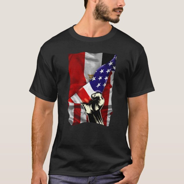 Camiseta Meia bandeira americana Egito ROOTS EUA Flag Egito (Frente)