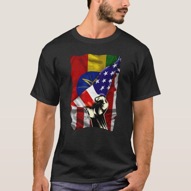 Camiseta Meia bandeira americana ROOTS USA Flag Ethiop (Frente)