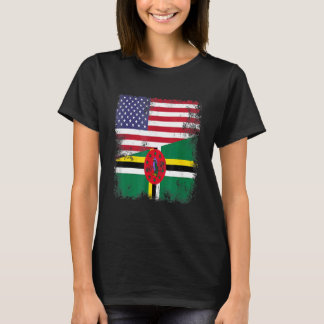 Camiseta Meia Bandeira Dominicana Vintage Dominica EUA