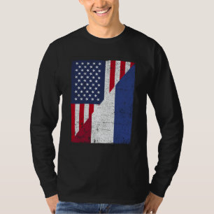 Camiseta Meia Bandeira dos EUA Meia Bandeira dos Países Bai