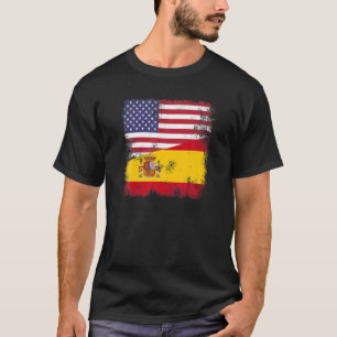 Camiseta Meia bandeira espanhola Espanha Vintage EUA Gift