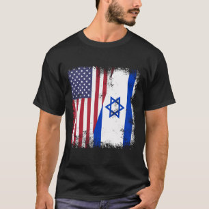 Camiseta Meia bandeira israelense Vintage Israel Usa Gift