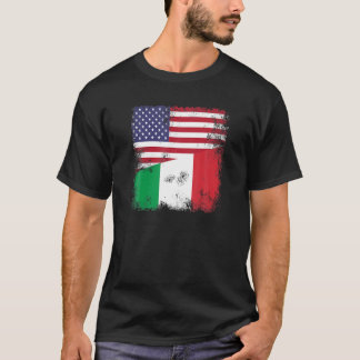 Camiseta Meia bandeira italiana T Shirt Vintage Itália EUA