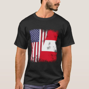 Camiseta Meia bandeira peruana Vintage Peru Usa Gift