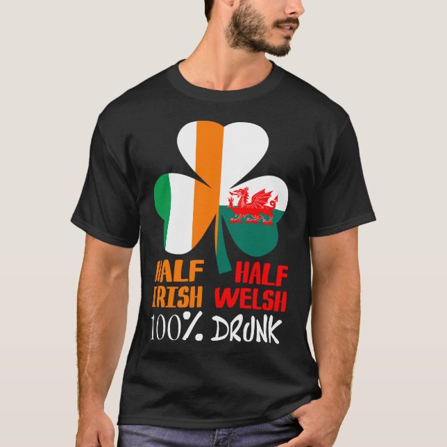 Camiseta Meia-Bebado Irlandês de St Patricks (Frente)