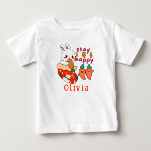 Camiseta Meia de Natal de Coelho Fofo Personalizada