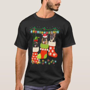Camiseta Meia de Natal do Pastor Alemão do Papai Noel Rena
