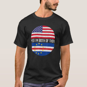 Camiseta Meia Família Americana De Bandeiras De Cabo Verde