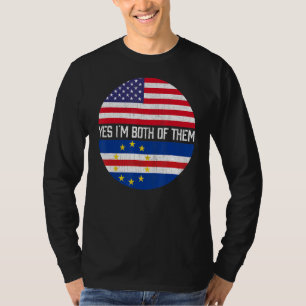 Camiseta Meia Família Americana De Bandeiras De Cabo Verde 