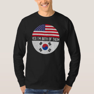 Camiseta Meia Família Americana De Bandeiras Sul-Coreanas E