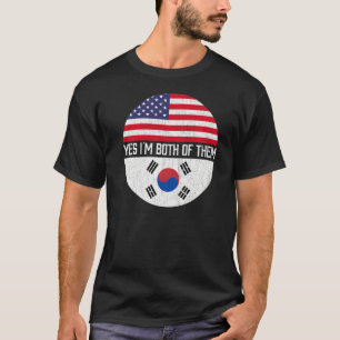 Camiseta Meia Família Americana De Bandeiras Sul-Coreanas E