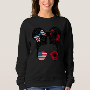 Camiseta Meia garota albanesa americana Bandeira Albânia