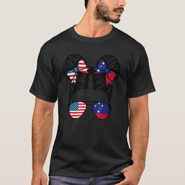 Camiseta Meia garota americana Samoan USA Samoa Flag Gift (Frente)