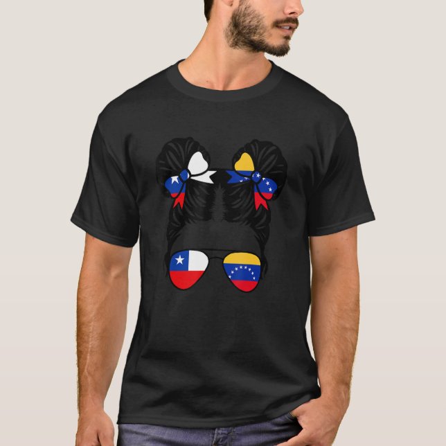 Camiseta Meia Garota venezuelana e meio chilena, chilena, c (Frente)