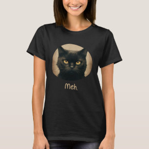 Camiseta Meia Gato Sarcástico Preto-Grumpy Flauffy Felino