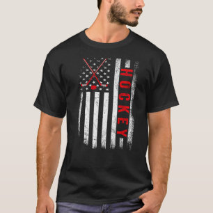 Camiseta Meia-gelo Patriótico do Hockey com Bandeira Americ