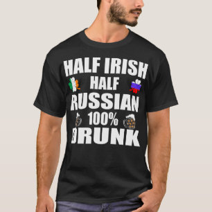 Camiseta Meia-Irlandesa Meia-Bebado Russo São Patricks