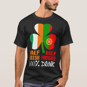 Camiseta Meia-Irlandesa Metade do Bebado Português São Pa