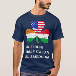 Camiseta Meia-Irlandesa Metade Italiana Bandeira Americana