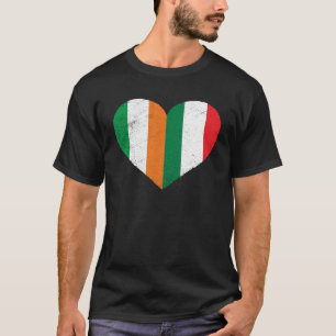 Camiseta Meia irlandesa Metade Italiana Heart Ireland