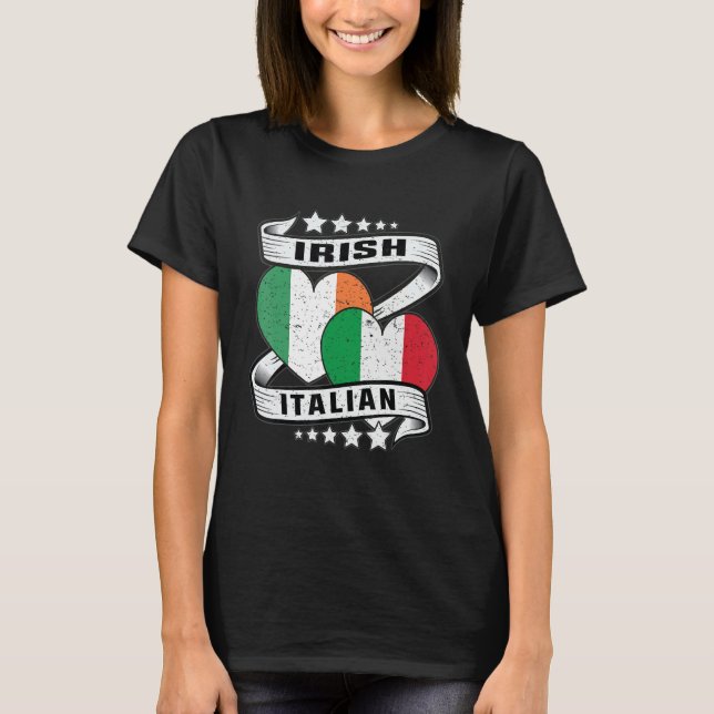 Camiseta Meia língua irlandesa - língua italiana (Frente)