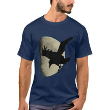 Meia Lua Com Silhueta de Corvo Voando