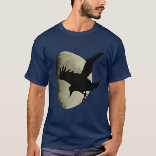 Camiseta Meia Lua Com Silhueta de Corvo Voando