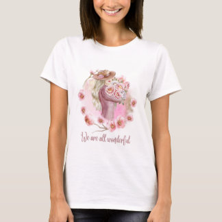 Camiseta meia manga com boneca bonita impressa
