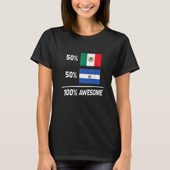 Camiseta Meia metade mexicana do orgulho salvadoresiano Méx (Frente)