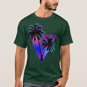Camiseta Meia-noite púrpura - Silhueta da árvore da palma D