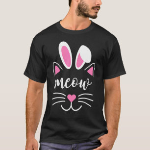 Camiseta Meia-Páscoa Dia da Cara de Gato Orelha Gato T