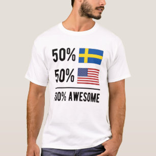 Camiseta Meia Suecia de Bandeira Americana Sueca