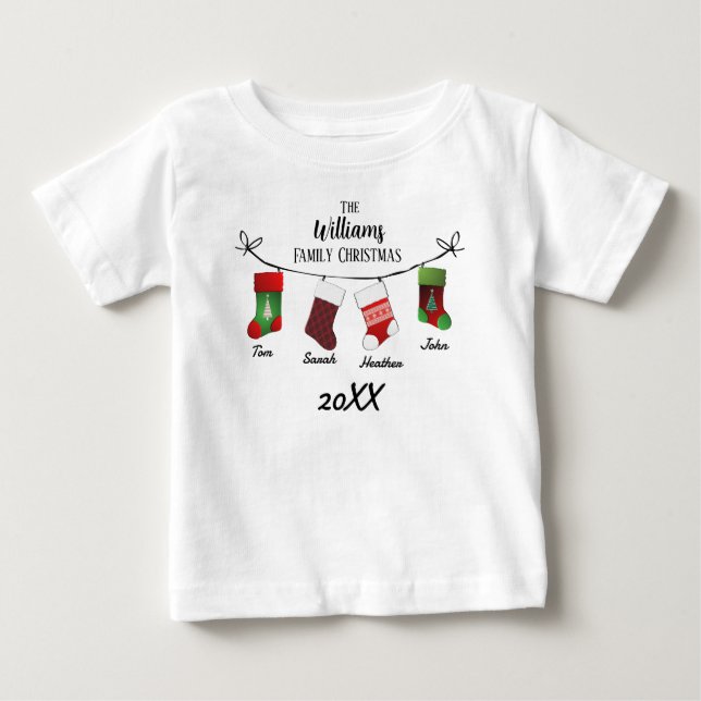 Camiseta Meias de bebês personalizados da família (Frente)