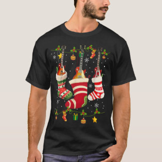 Camiseta Meias de guitarra luz de Natal divertido guitarris